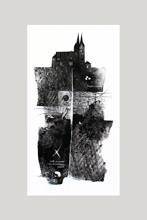 The Artist Daria Buneyeva. Picture. Drawing. Graphic arts. Composition. STATUS ANIMARUM. 2013, 71 x 39 cm, paper mixed technique