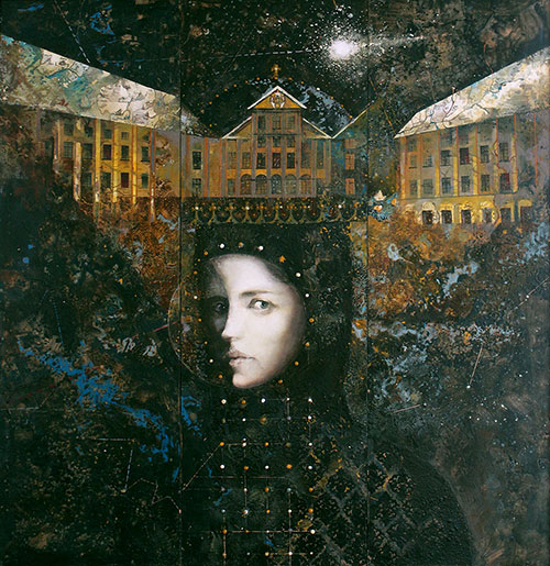 The Artist Daria Buneyeva. Picture. Painting. Portrait. Composition. Soul of the Castle. 2013, 185 x 180 cm, MDF encaustic