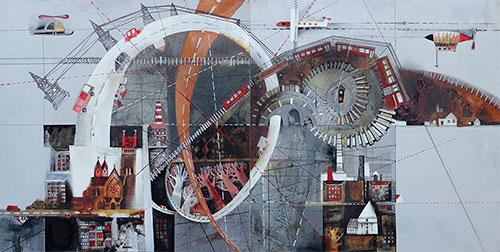 The Artist Daria Buneyeva. Picture. Painting. Composition. Trip (diptych). 2012, 100 x 200 cm, canvas mixed technique
