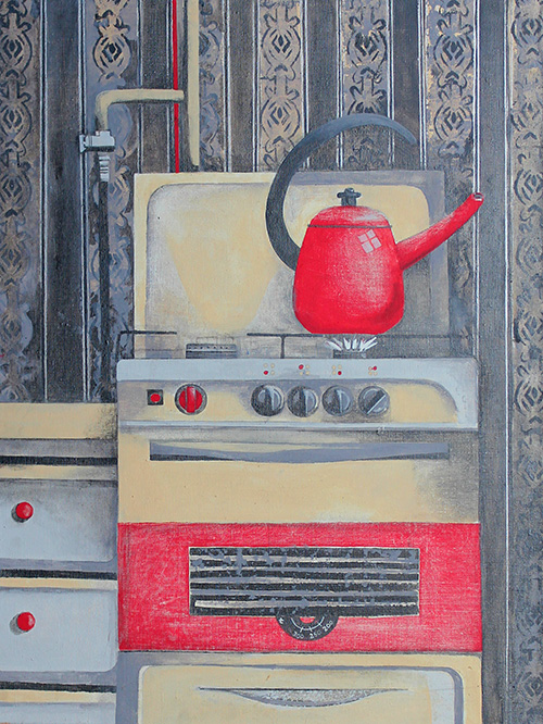 The Artist Daria Buneyeva. Picture. Painting. Composition. Still Life with a red kettle. 2011, 80 x 60 cm, canvas mixed technique