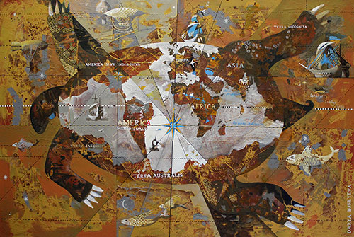 The Artist Daria Buneyeva. Picture. Painting. Composition. TERRA INCOGNITA. 2016, 100 x 150 cm, canvas mixed technique