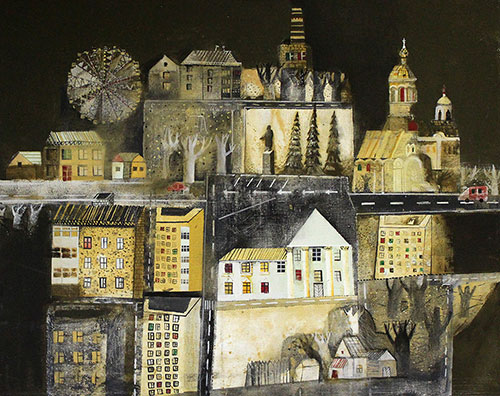 The Artist Daria Buneyeva. Picture. Painting. Composition. Town. 2010, 80 x 100 cm, canvas mixed technique